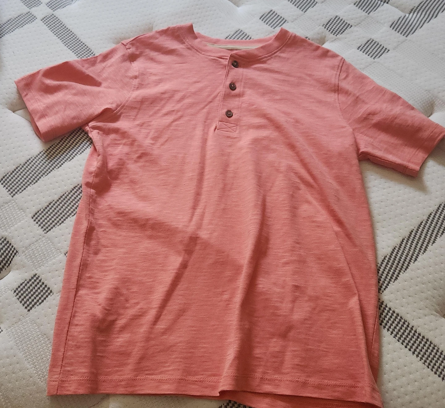 Salmon Pink Henley T-Shirt