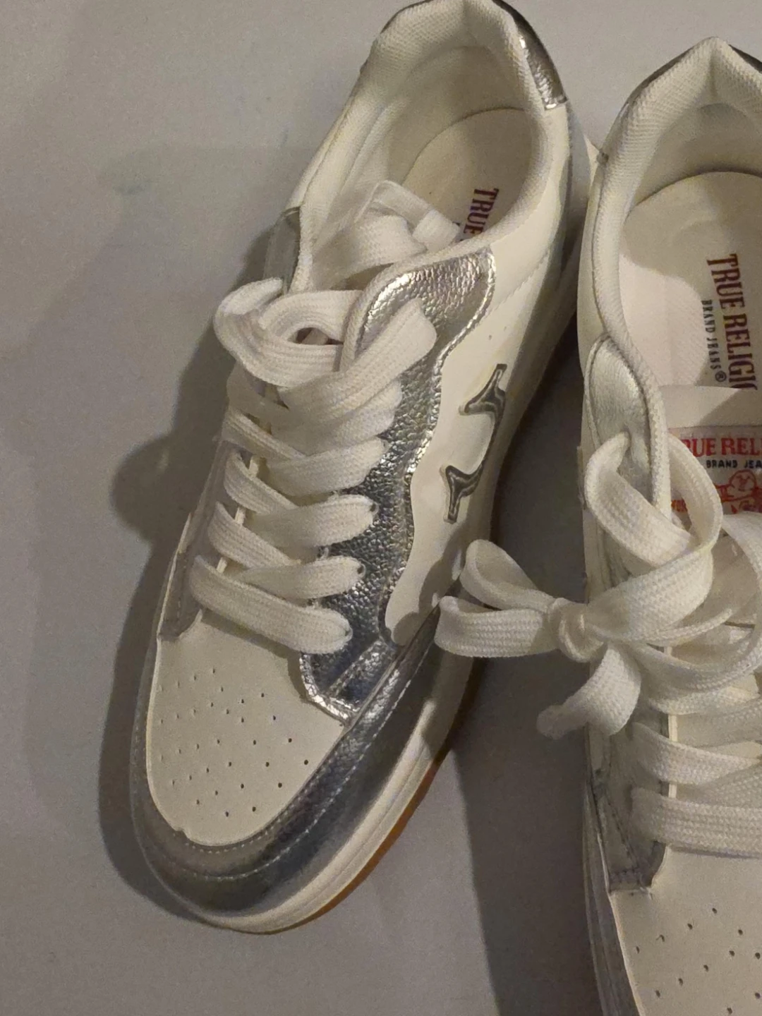 True Religion White & Silver Sneakers