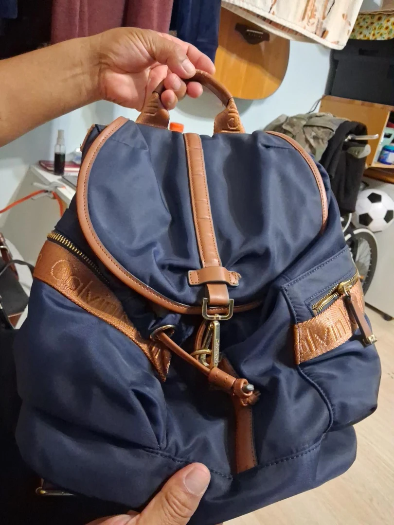Calvin Klein Navy Nylon & Leather Trim Backpack