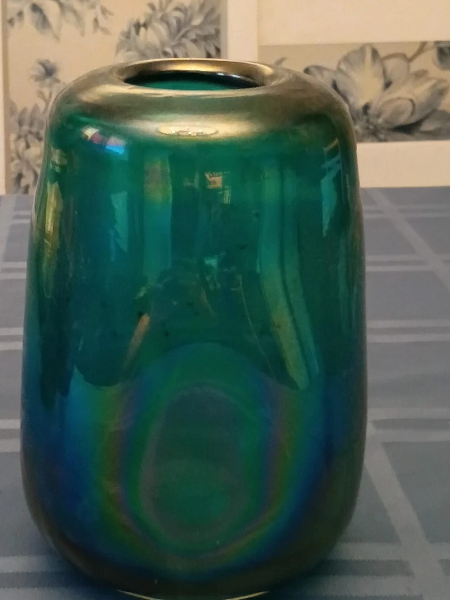Iridescent Green Glass Vase