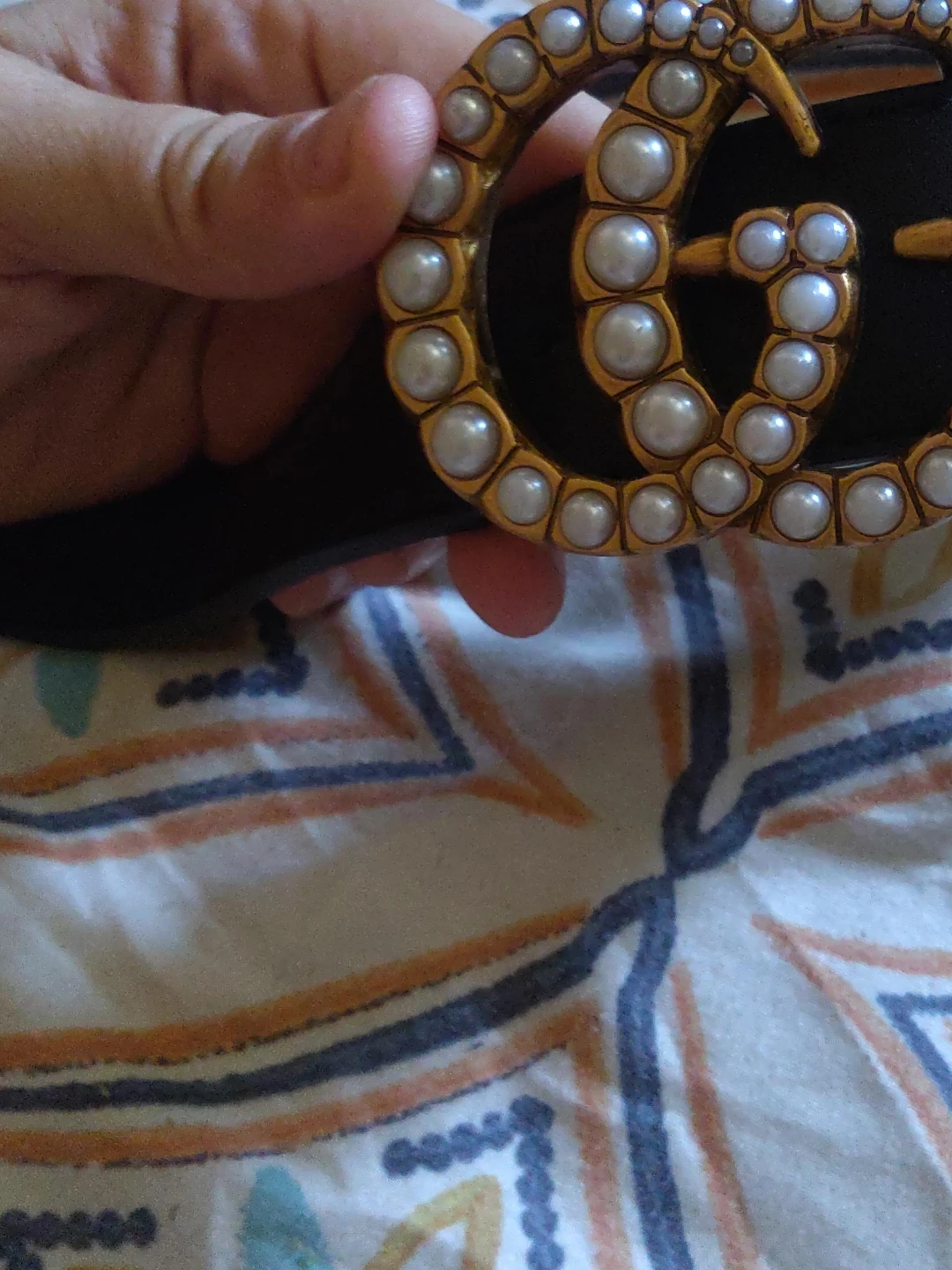 Gucci Belt with Pearl Double G Buckle