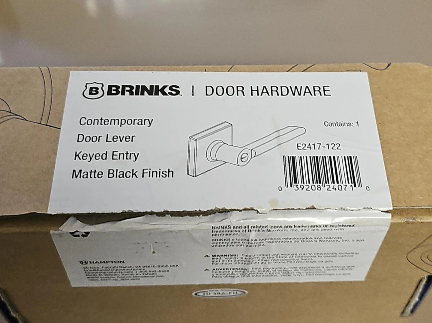 Brinks Contemporary Door Lever - Matte Black