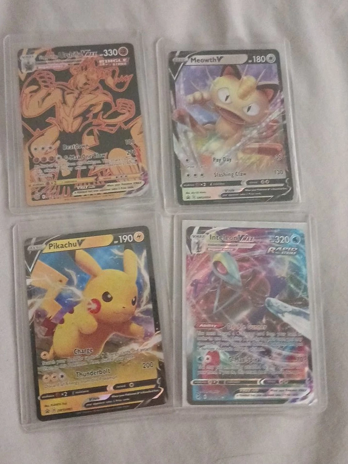 Pokemon Cards Pikachu, Meowth, Inteleon, Urshifu