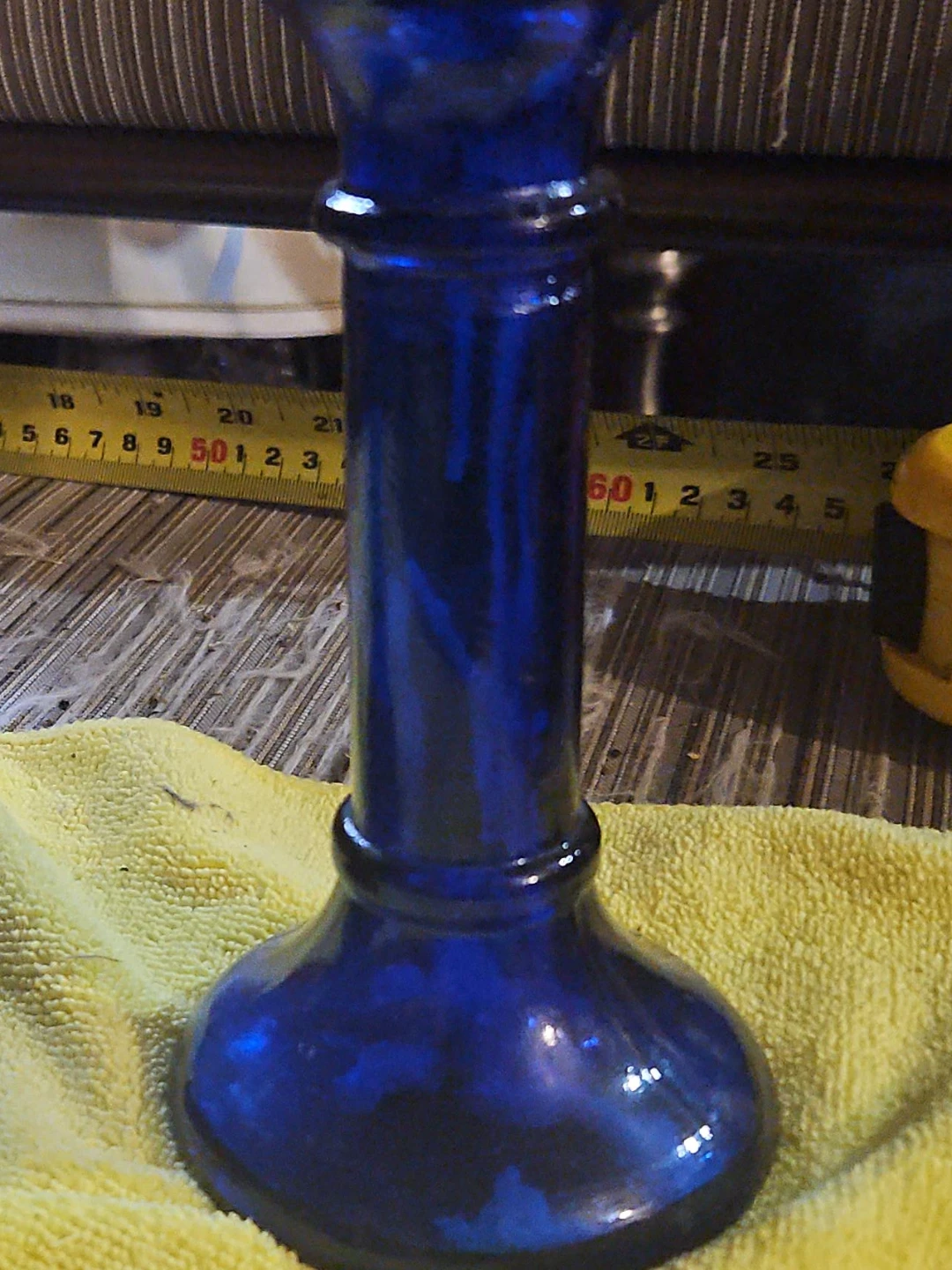 Pair of Blue Glass Candlesticks