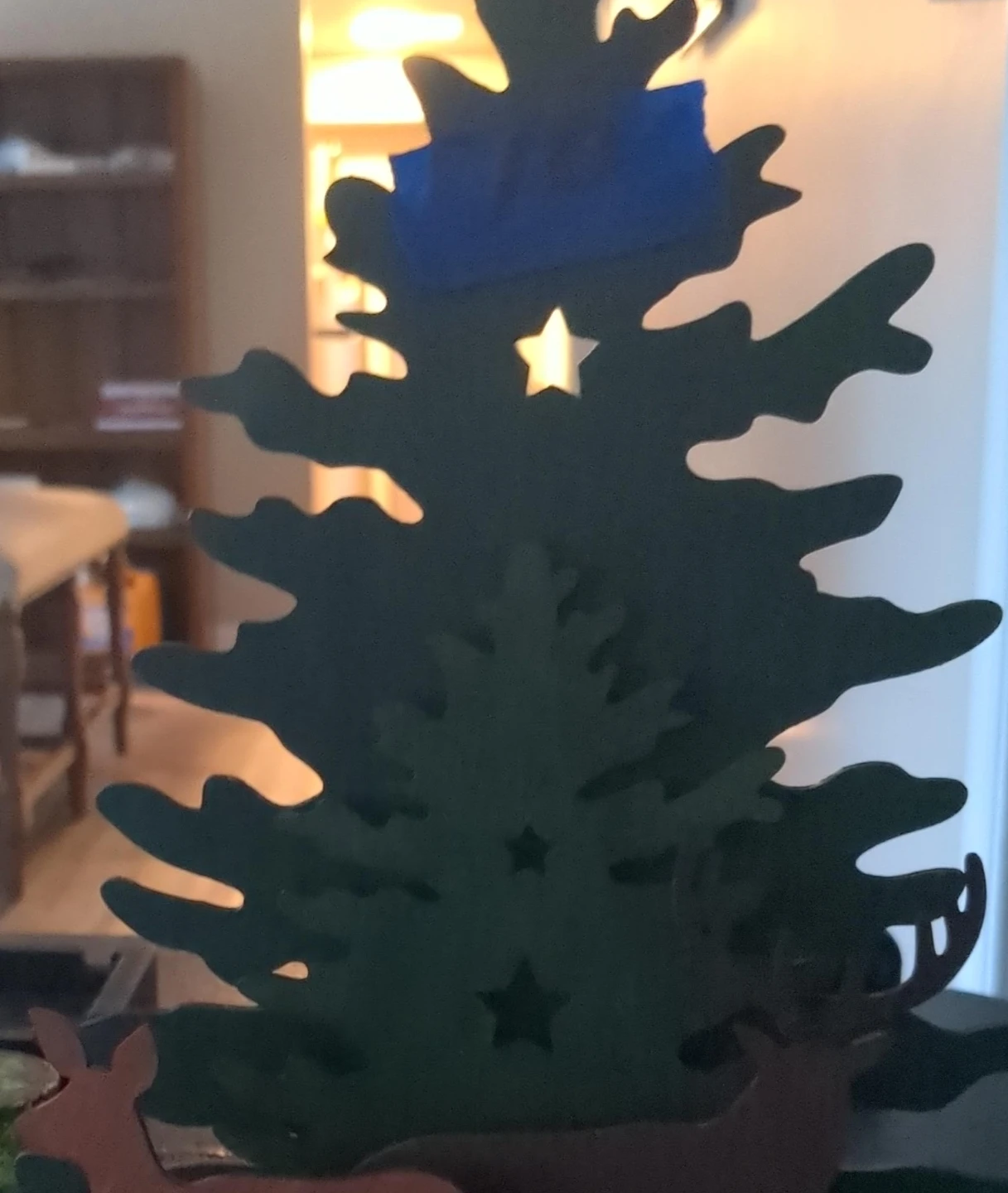 Christmas Tree and Deer Silhouette Decor