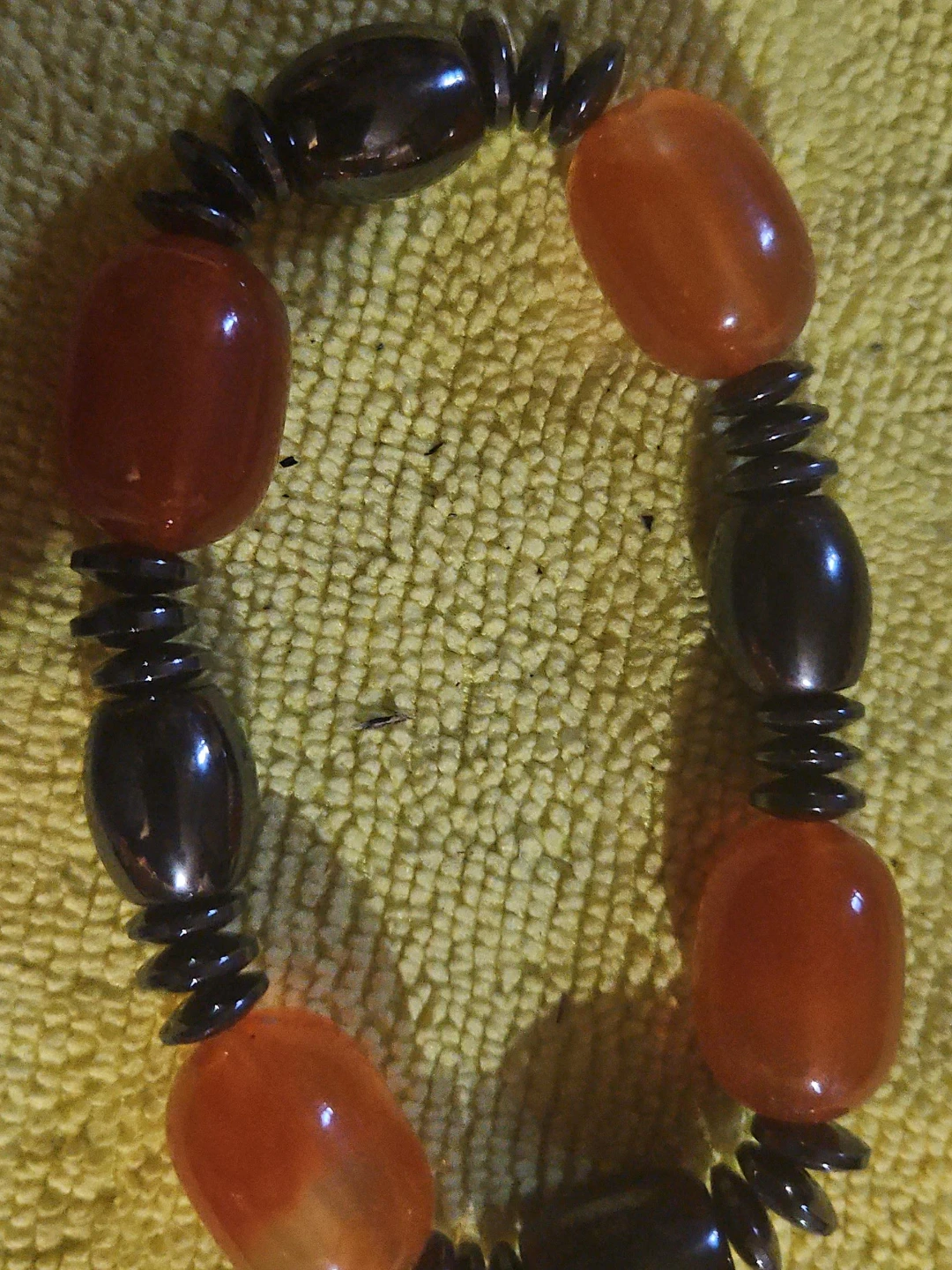 Orange and Dark Bead Bracelet