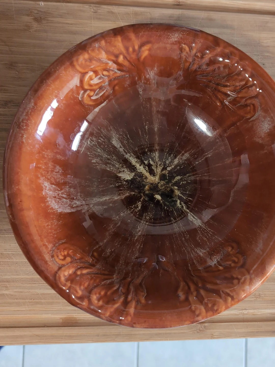 Vintage Brown Glazed Decorative Bowl