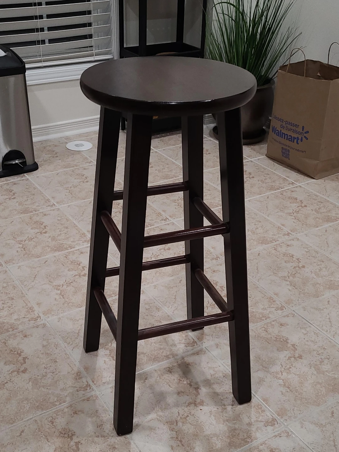 Dark Wood Bar Stool