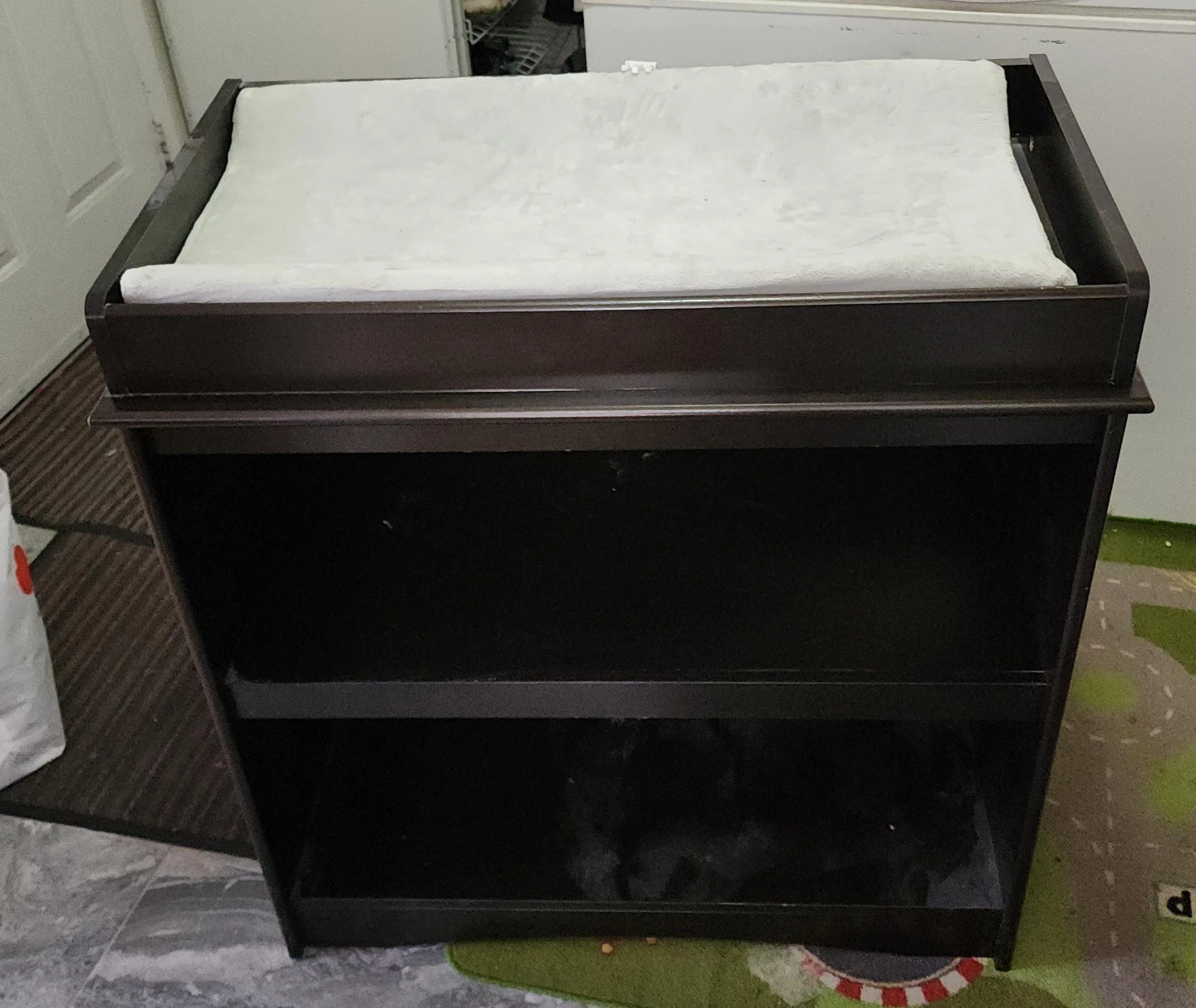 Dark Brown Changing Table with Shelves