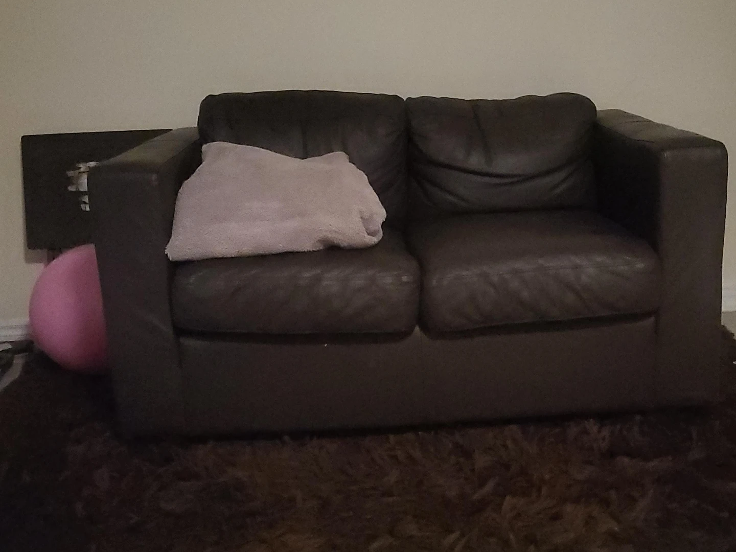 Brown Leather Loveseat Sofa