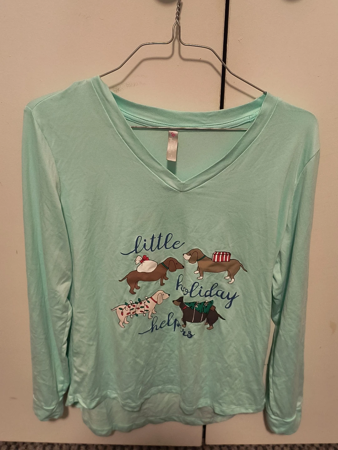 Long Sleeve Shirt with Dachshund Holiday Graphic (Used)
