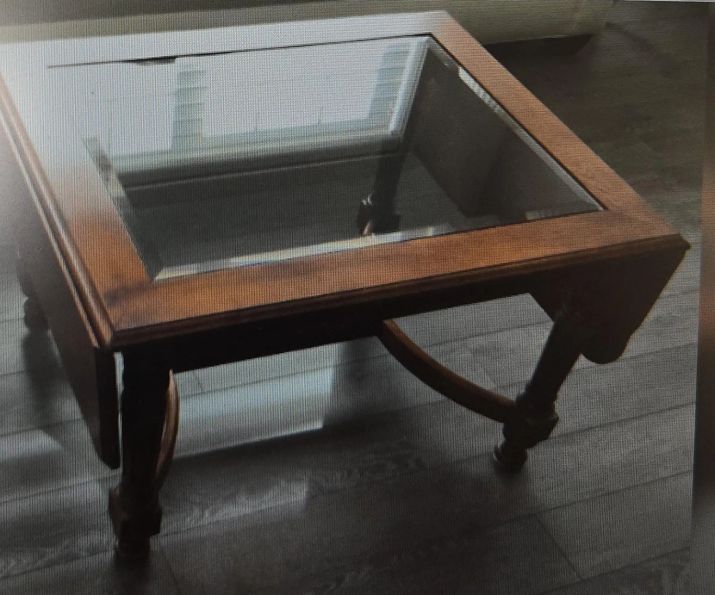 Wood glass coffee table