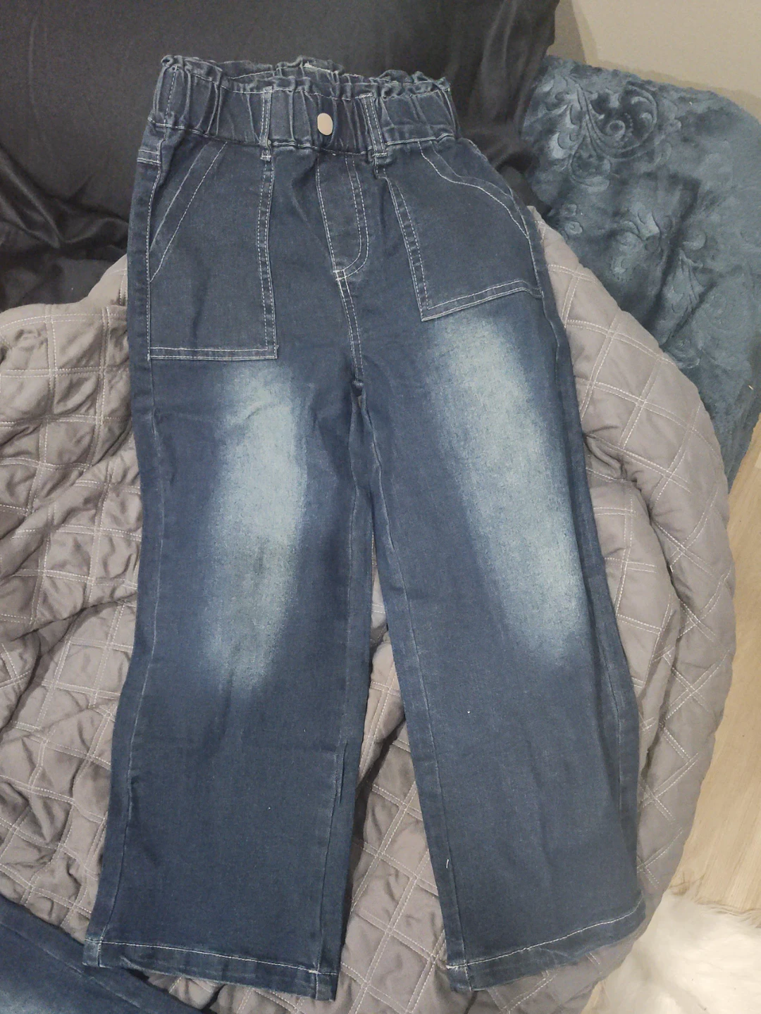 8Y Blue Denim Wide Leg Pants