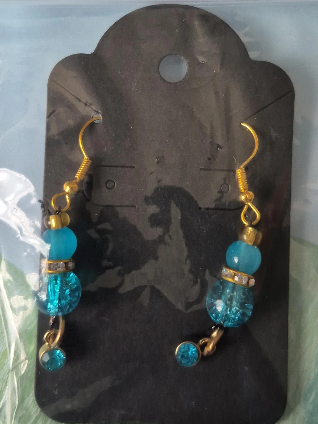 Teal Beaded Dangle Earrings
