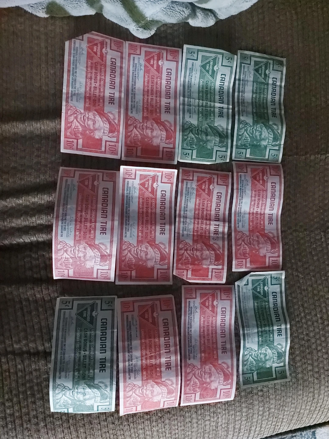 Canadian Tire Cash Bonus Bills (5¢ and 10¢)