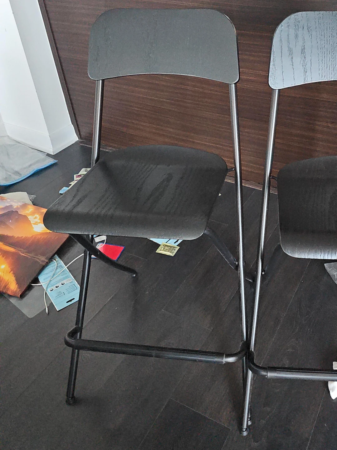 Black Metal Bar Stools - Set of 2