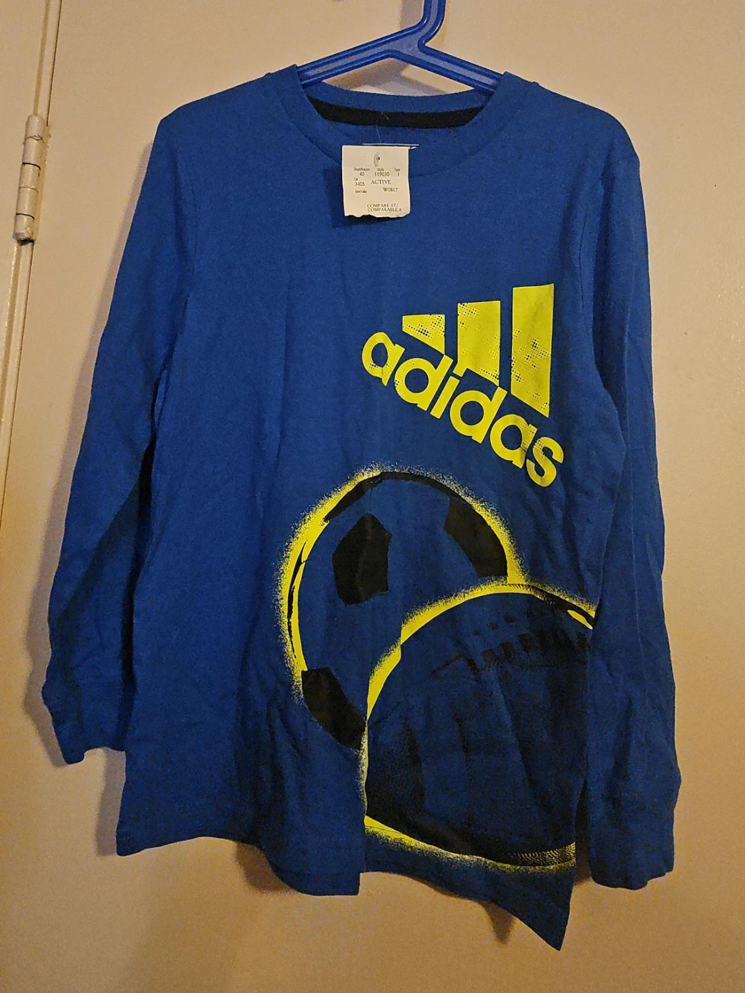Adidas Long Sleeve Soccer Shirt.