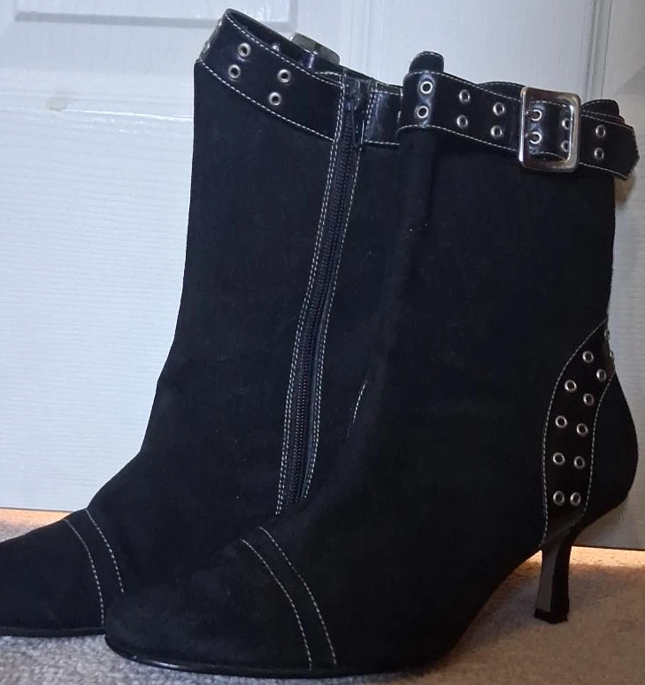 Farro Black Faux Suede Ankle Boots Size 7M