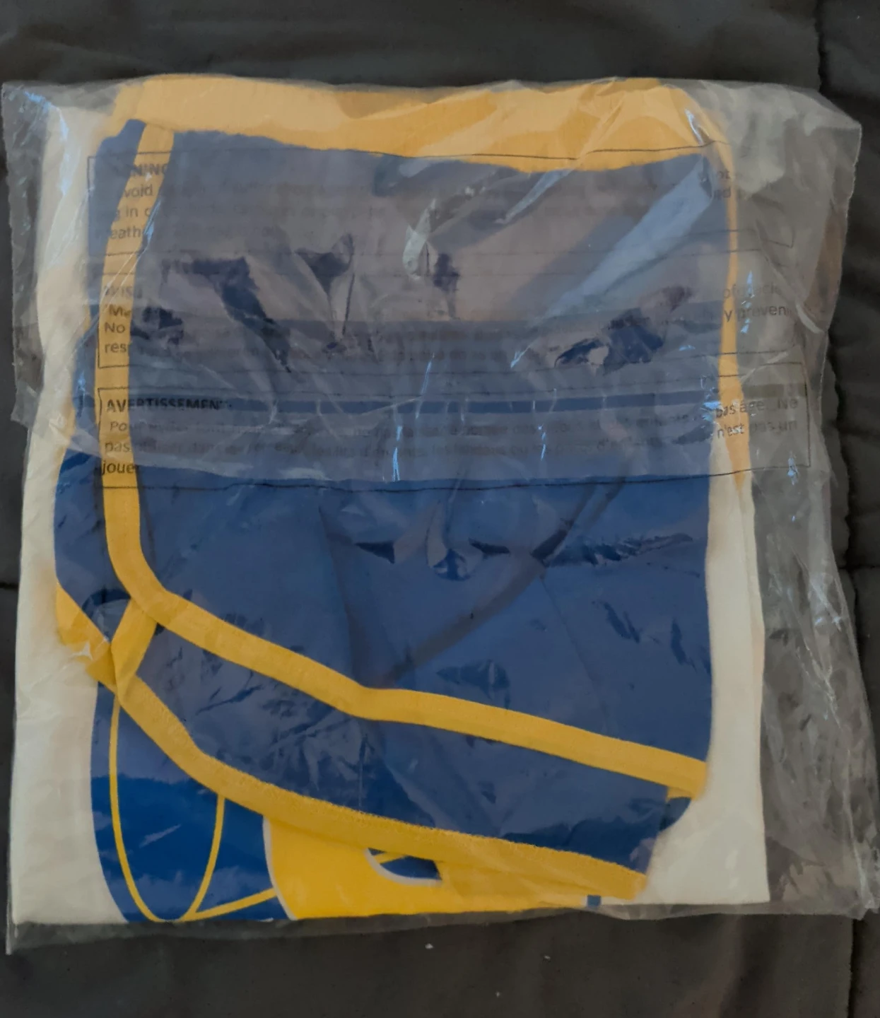 White, Blue, and Yellow Basketball Shorts
