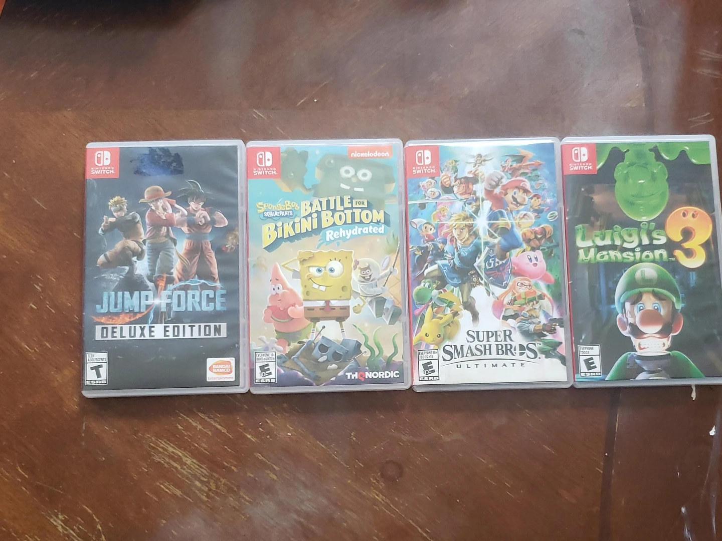 Jump force/Spongebob/supersmash bros/Luigi's Mansion 3