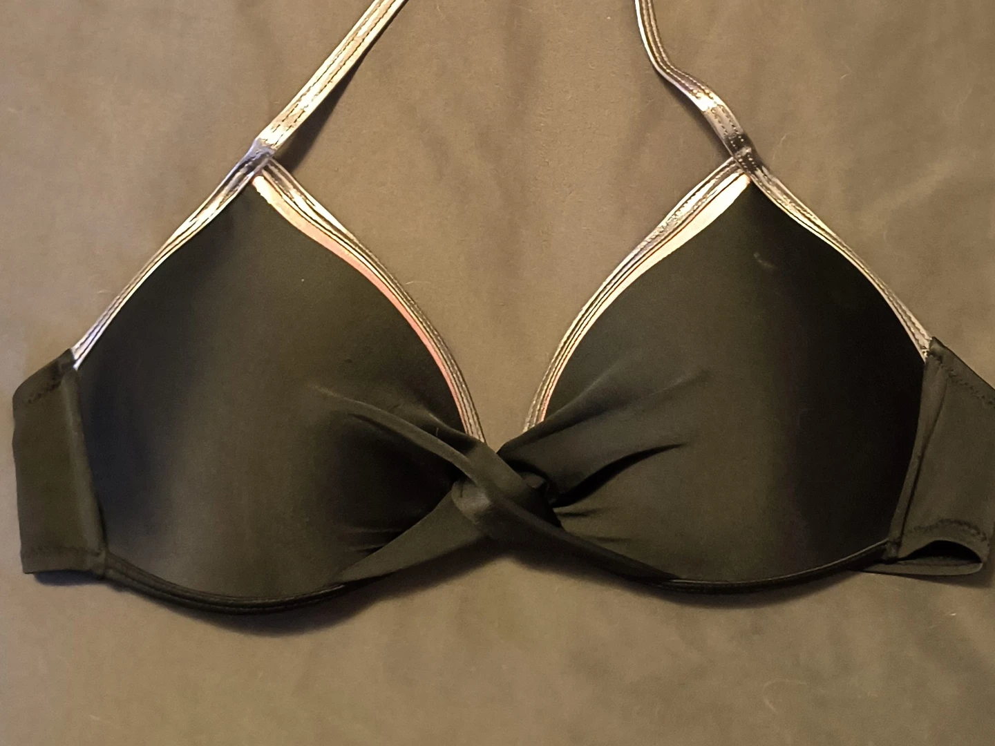 Black Twist Front Bikini Top