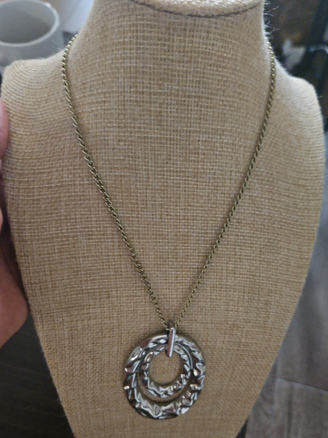 Silver-Tone Circle Pendant Necklace