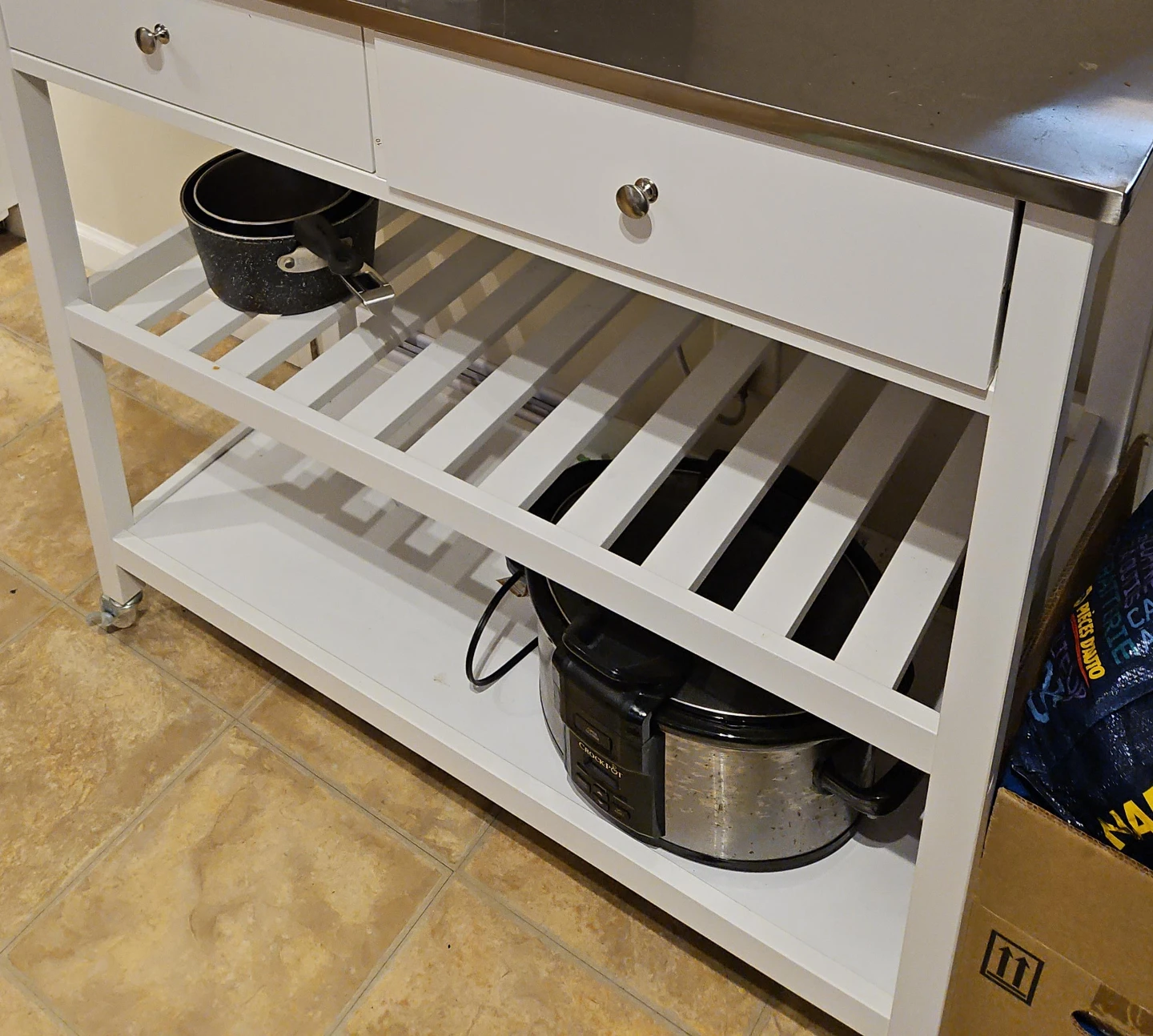 Kitchen Island Cart with Stainless Steel Top