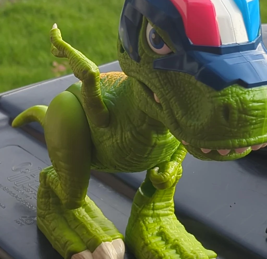 Green Dinosaur Toy with Helmet