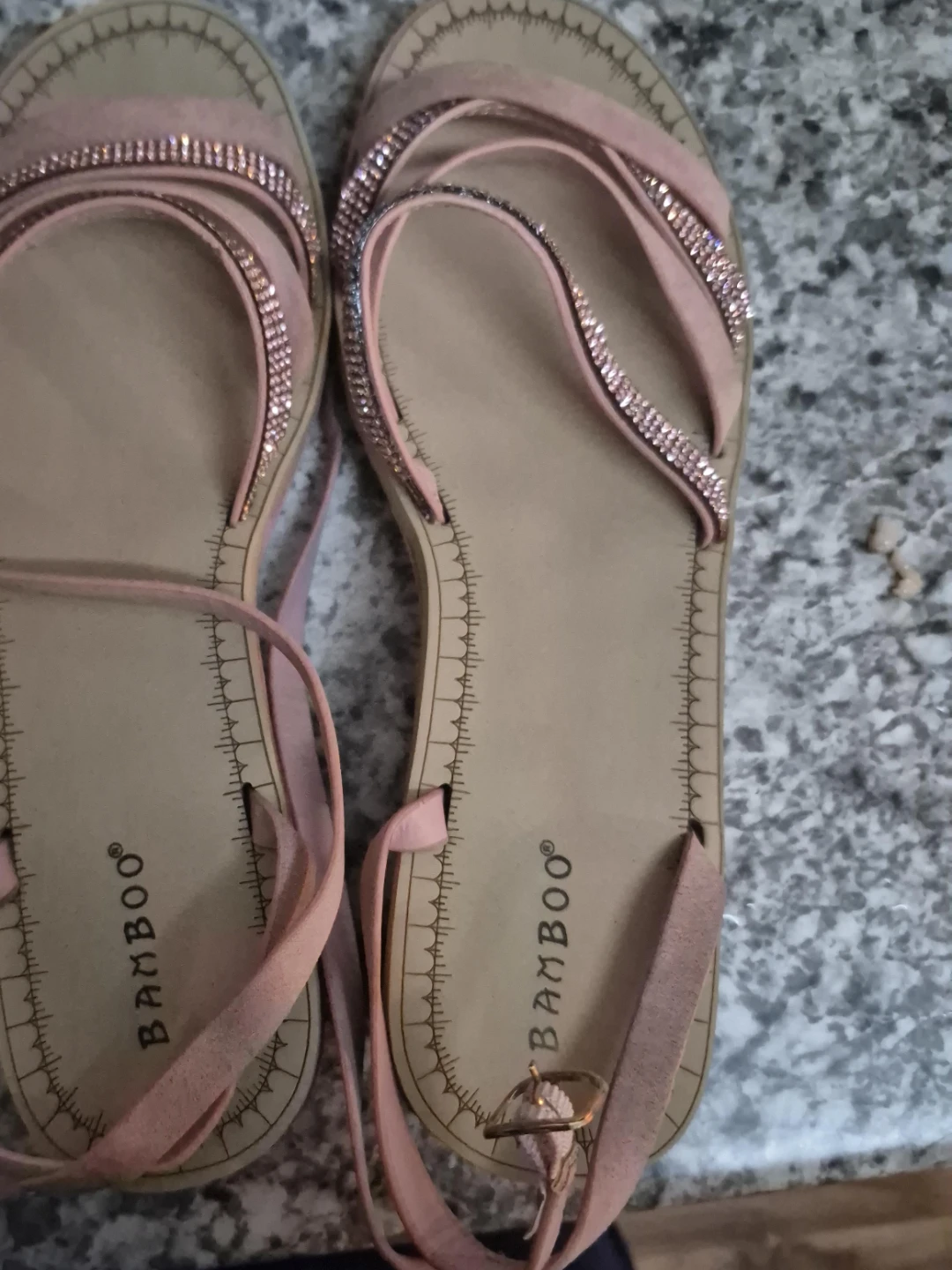 Bamboo Women's Pink Embellished Flat Sandals