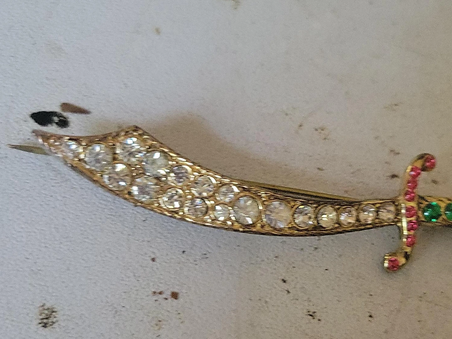 Vintage Jeweled Dagger Brooch