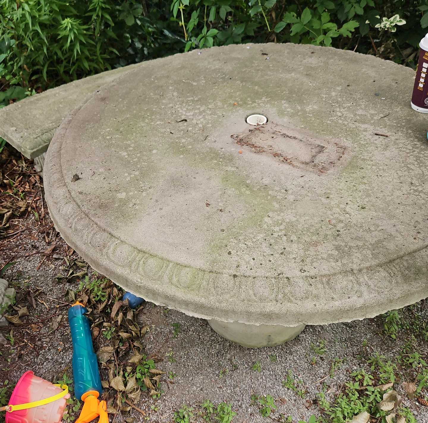 Concrete Round Picnic Table with Attached Benches
