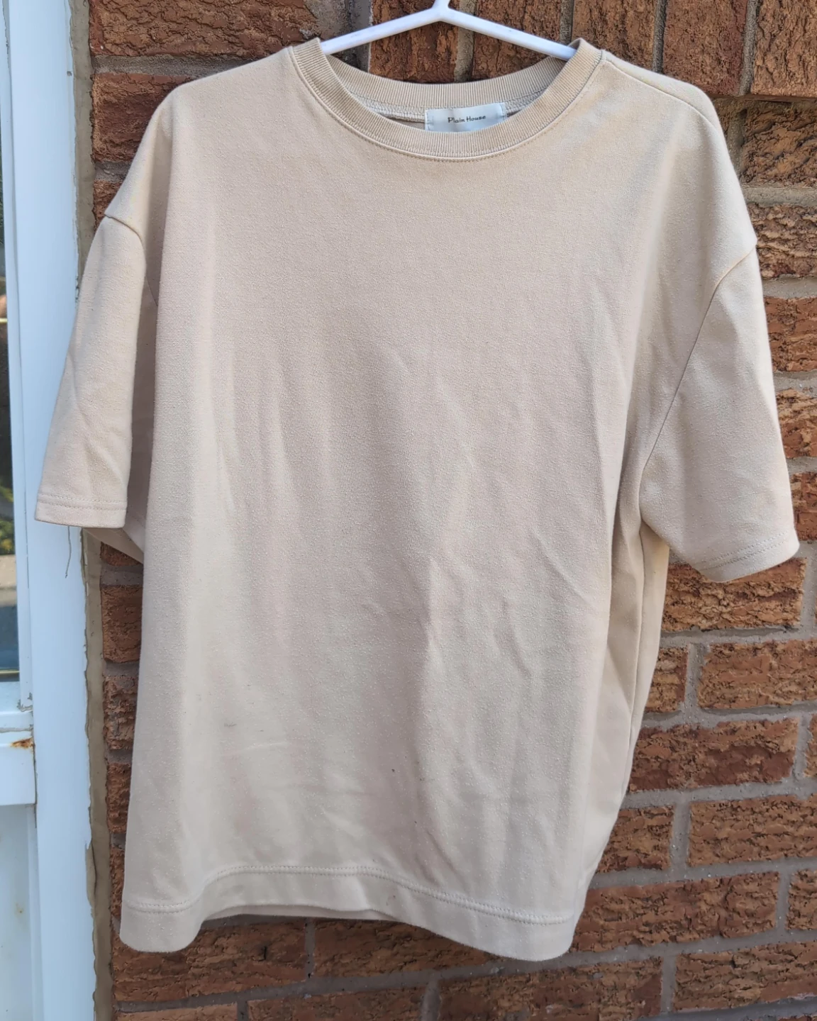 Plain House Beige Short Sleeve Sweatshirt