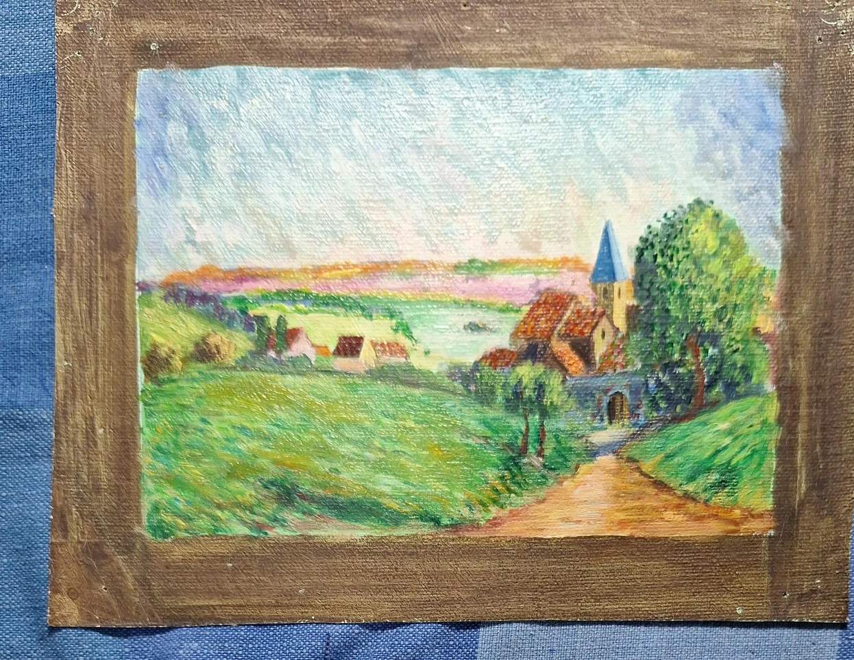 Oil Painting of Village Scene