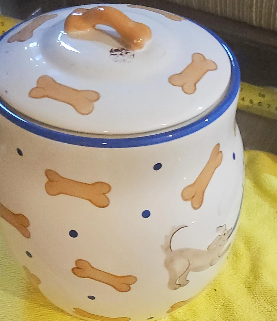 Ceramic Dog Treat Jar with Bone Design