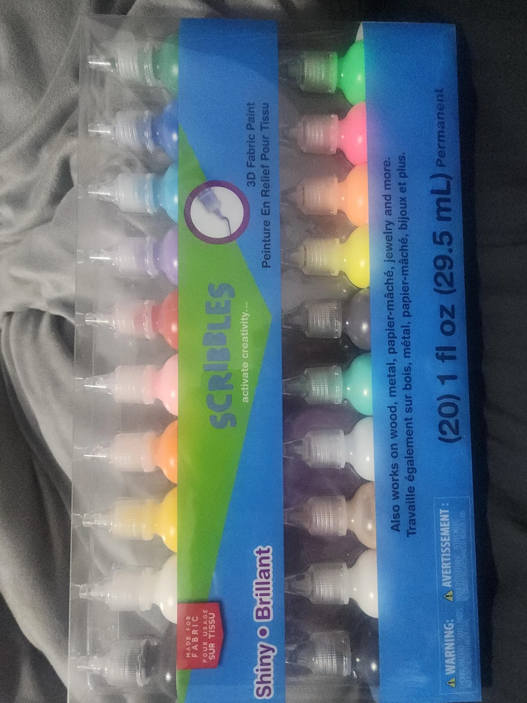 Scribbles 3D Fabric Paint Set - Shiny & Glitter