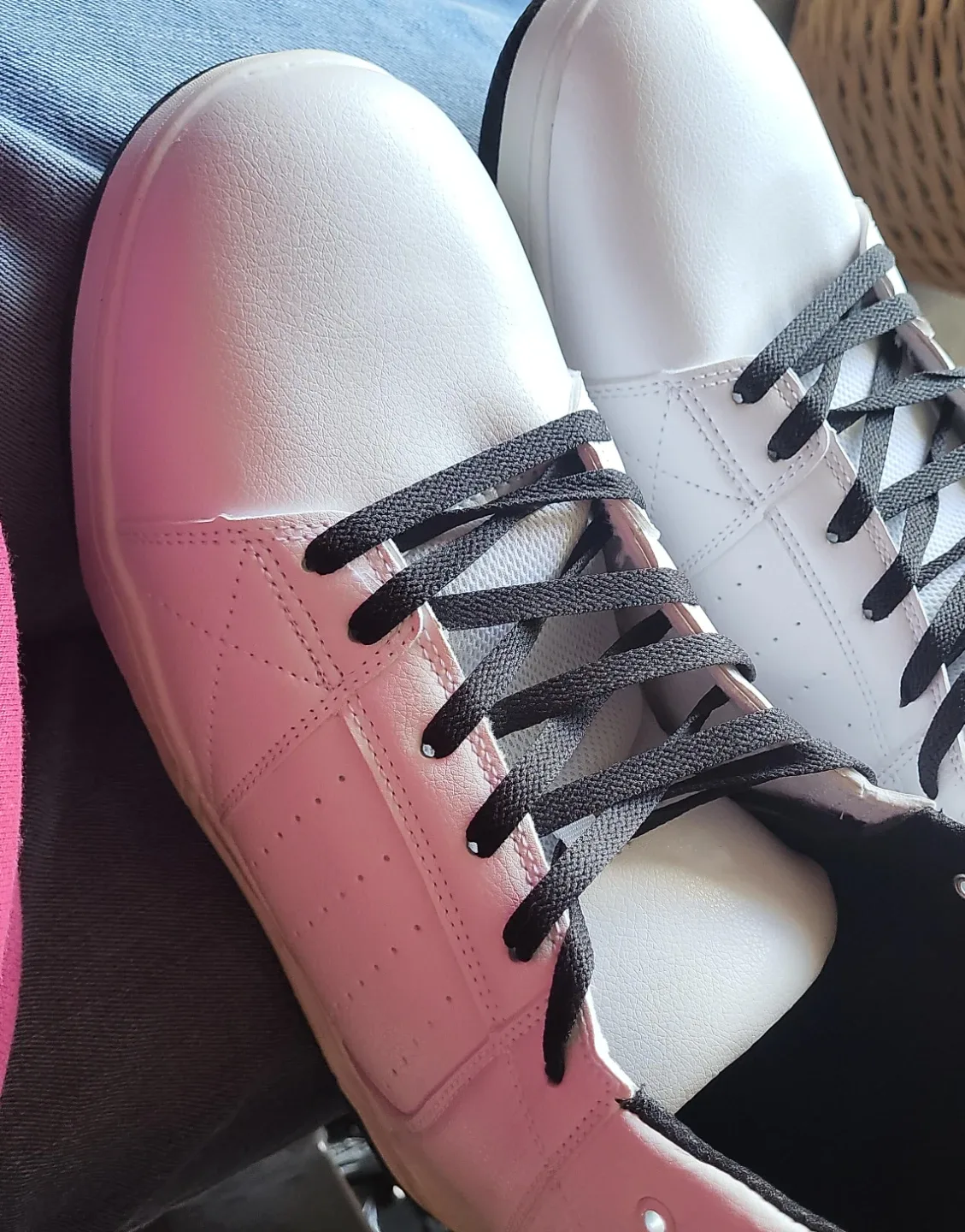 White and Black Lace-Up Sneakers - Size 13