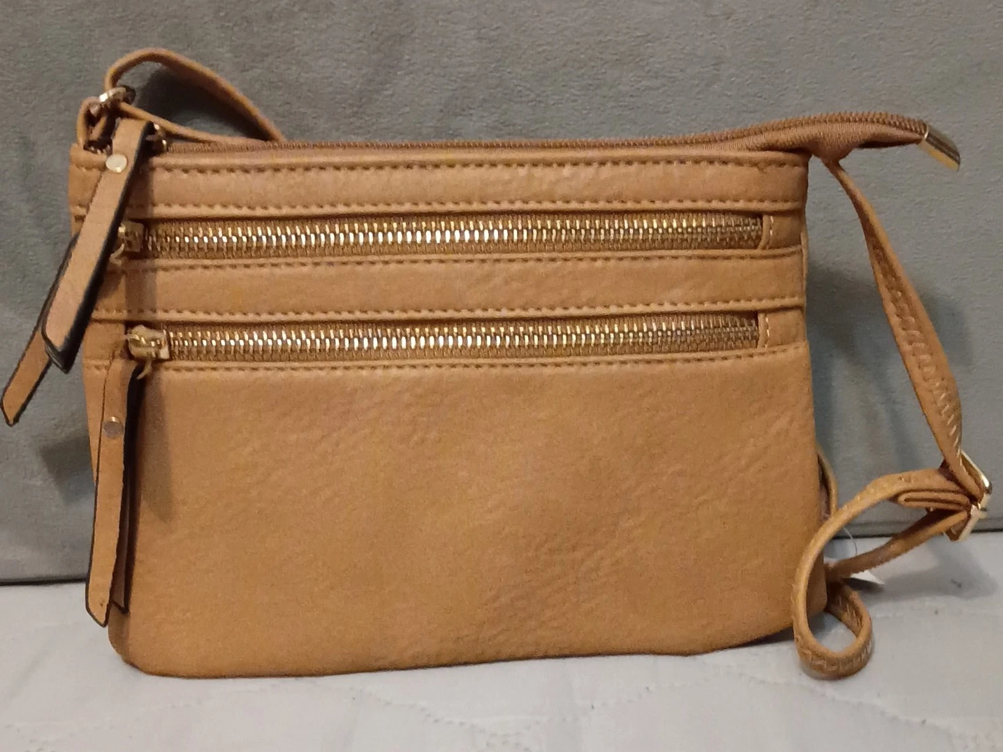 Tan Faux Leather Crossbody Bag