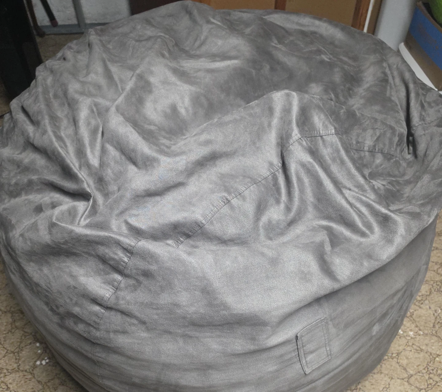 Gray Faux Leather Bean Bag Chair