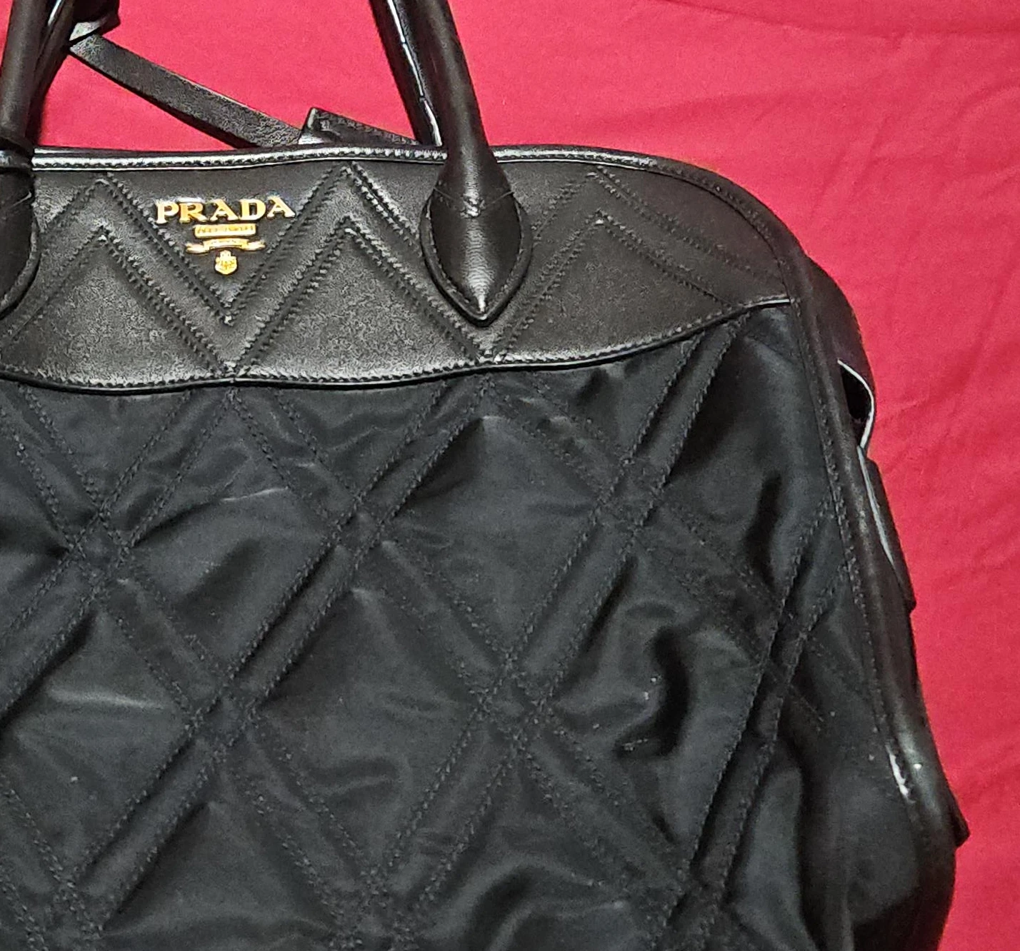 Prada Quilted Nylon & Leather Tote Bag Black - photo 4