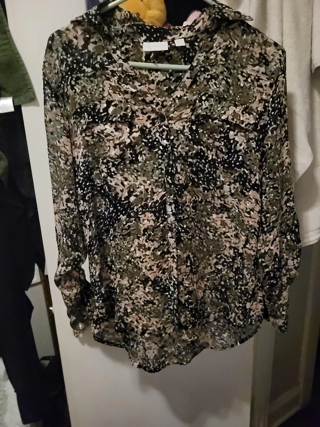 New York and Company Floral Print Long Sleeve Shirt