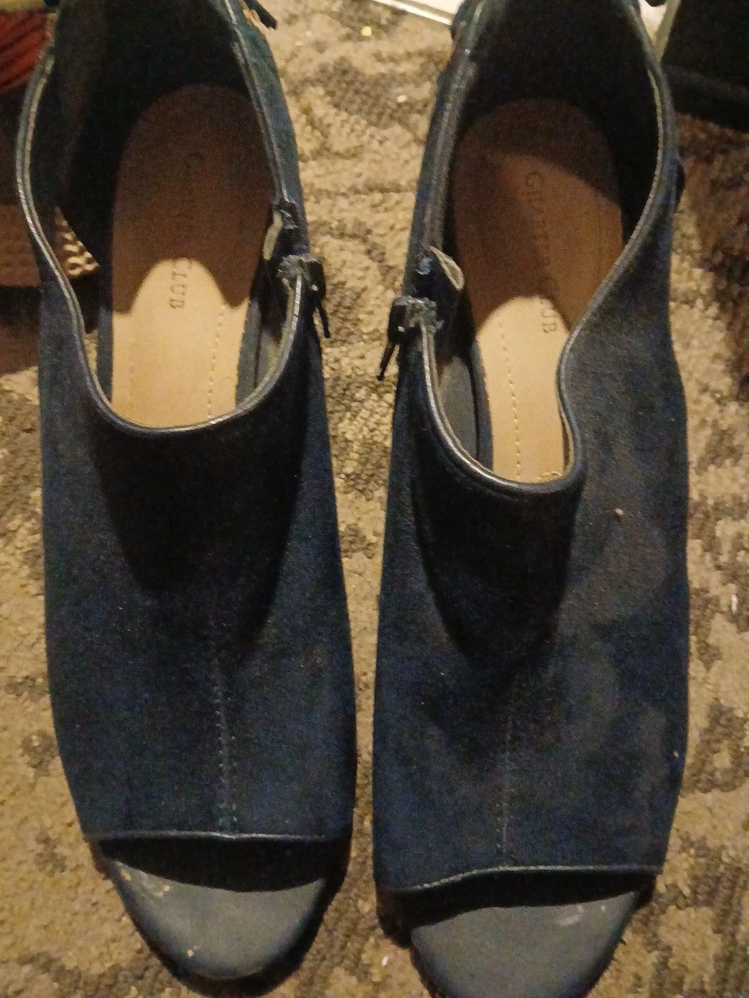 Nine West Blue Suede Peep-Toe Booties