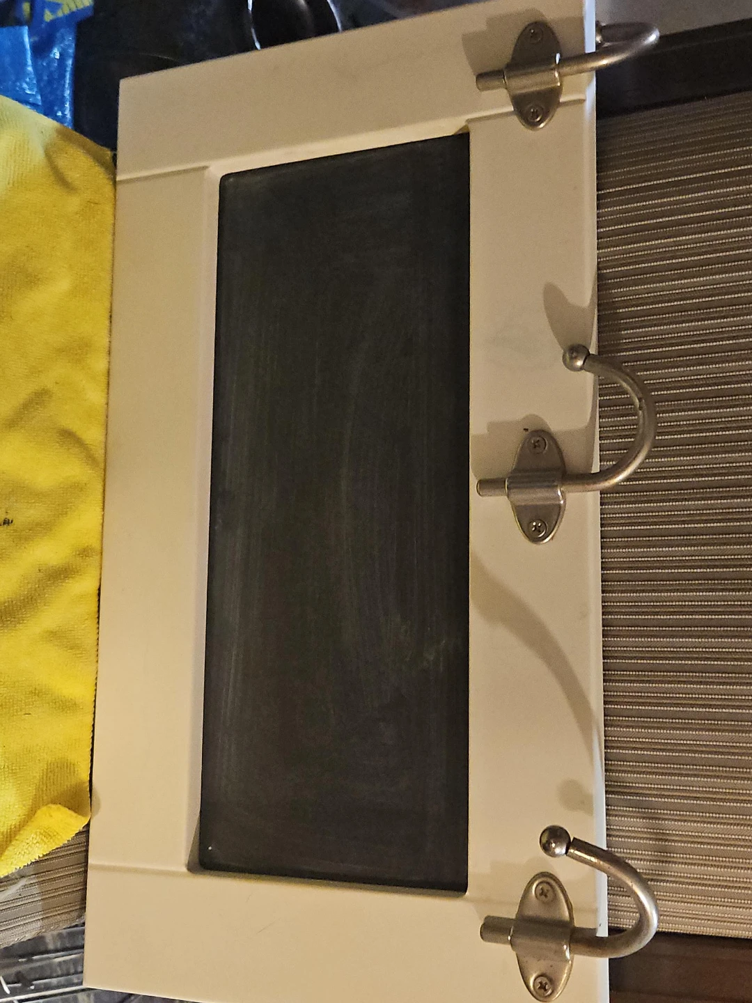 White Chalkboard Wall Organizer with Hooks