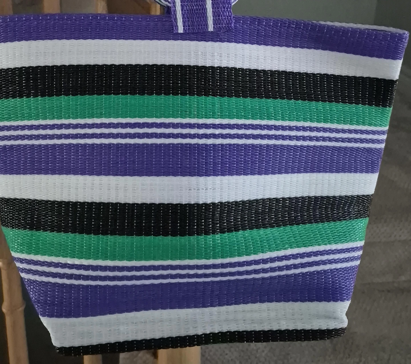 Striped Woven Tote Bag