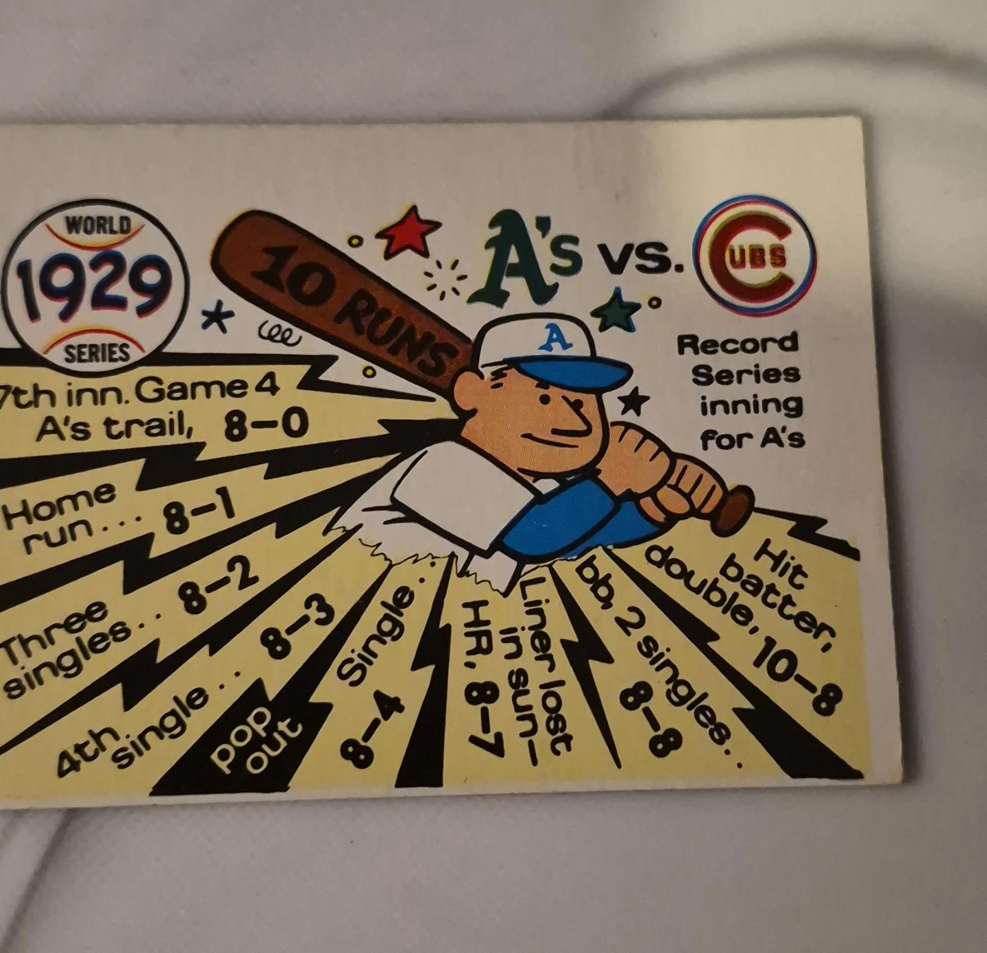 1929 World Series A's vs. Cubs Baseball Card