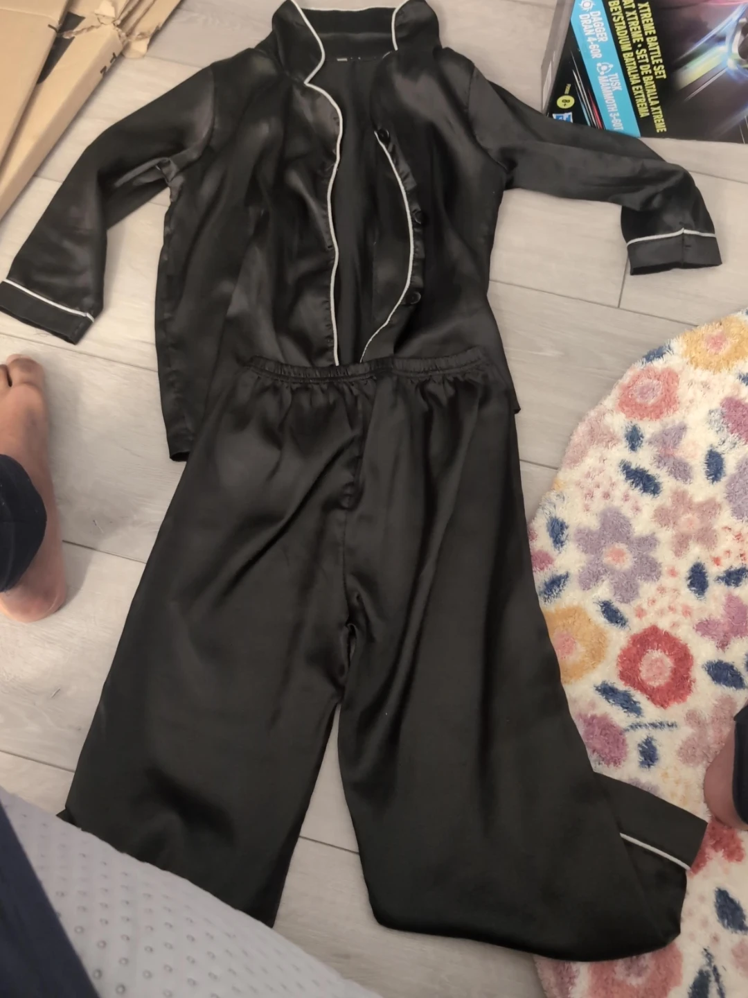 Black Satin Pajama Set