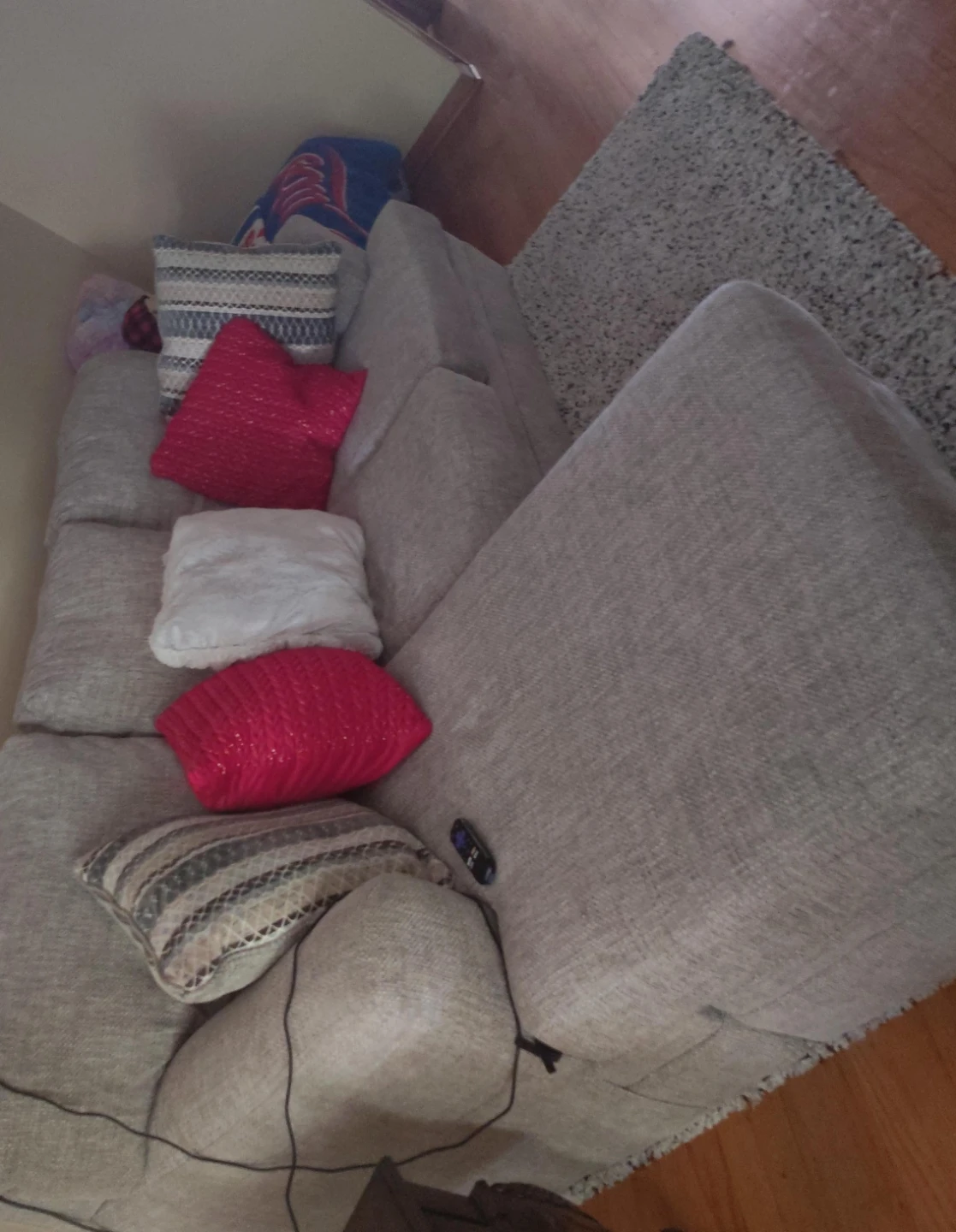 Light Gray Sectional Sofa with Accent Pillows