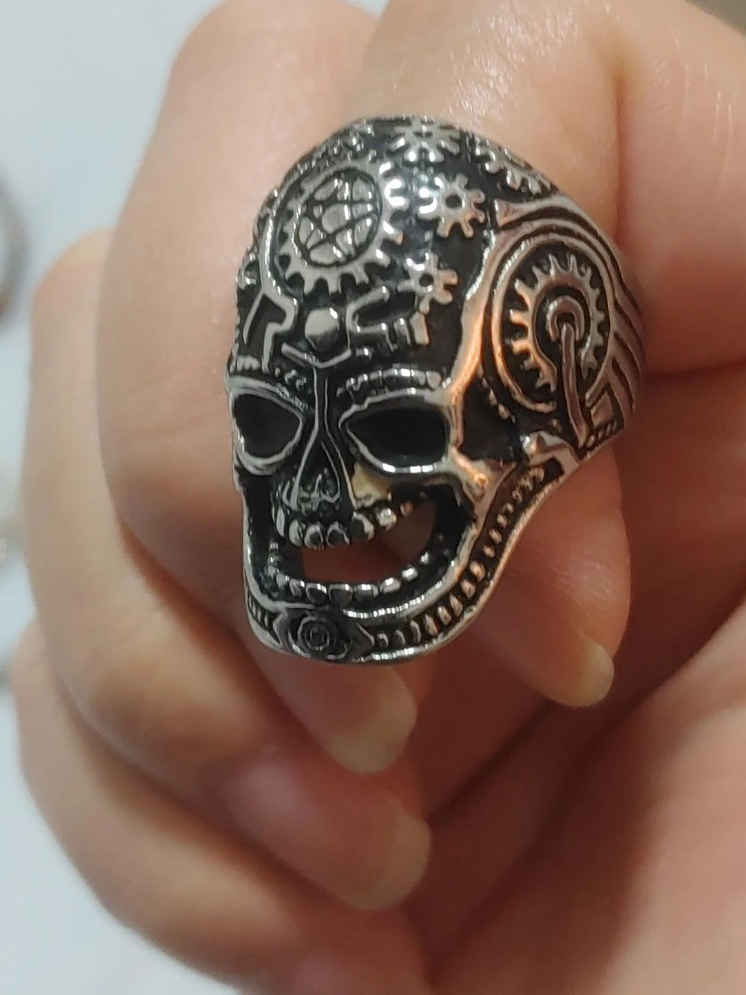 Stainless steel Steampunk Skull Ring
