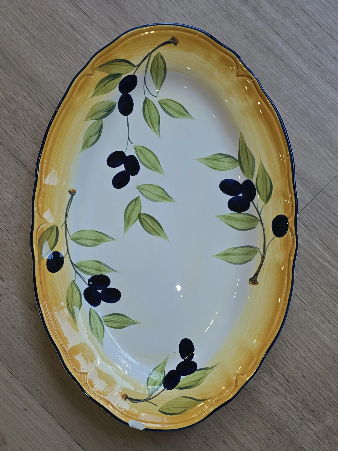 Oval Serving Platter with Olive Branch Design