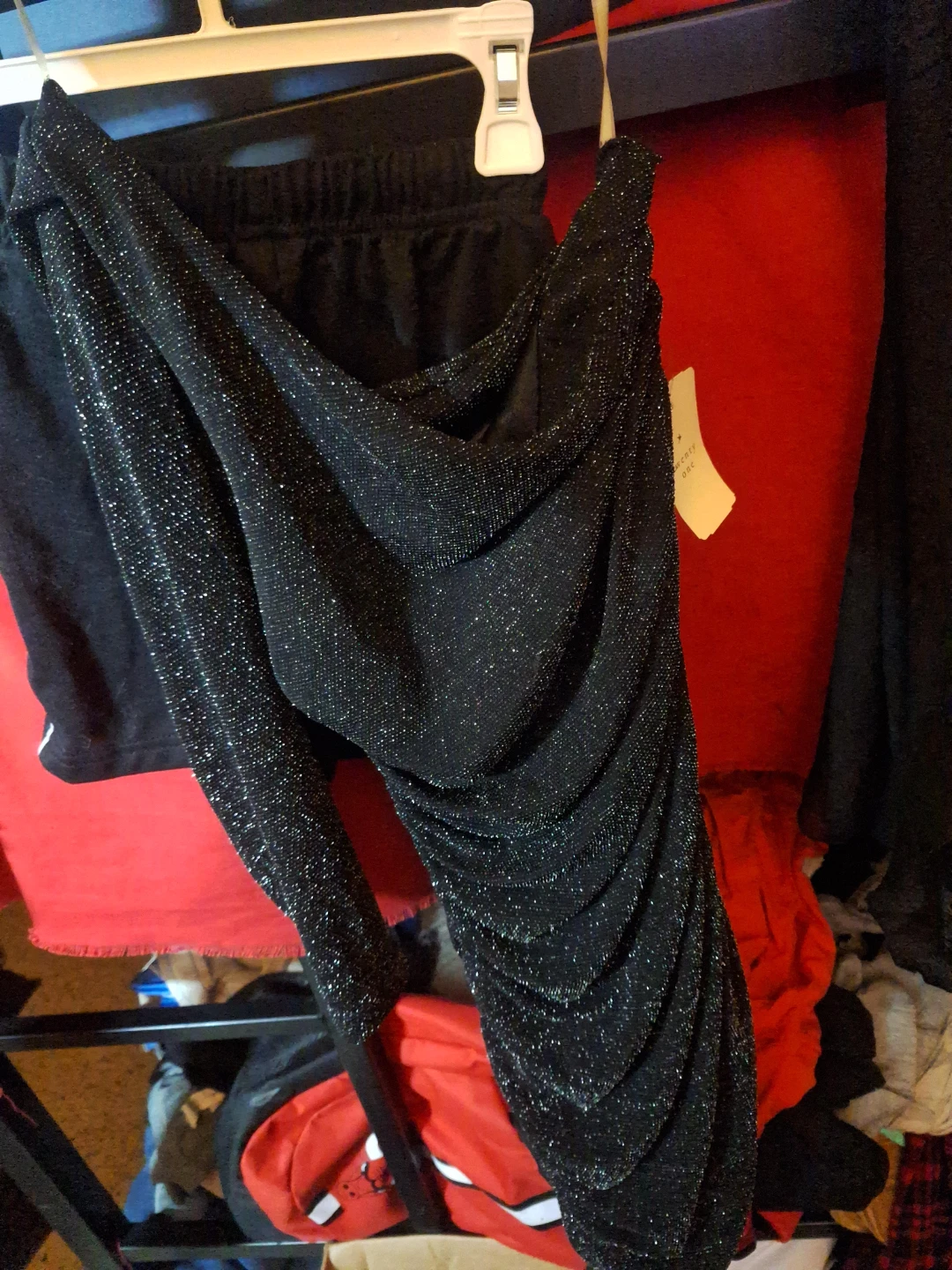 Black Sparkle One-Shoulder Dress