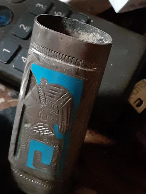 Vintage Alpaca  Metal bic lighter holder